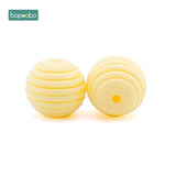 Bopoobo 10pcs Silicone Beads Baby Teething Round Spiral Beads Food Grade Beads 15mm DIY Threaded BPA Free Beads Baby Teethers