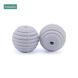 Bopoobo 10pcs Silicone Beads Baby Teething Round Spiral Beads Food Grade Beads 15mm DIY Threaded BPA Free Beads Baby Teethers