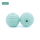 Bopoobo 10pcs Silicone Beads Baby Teething Round Spiral Beads Food Grade Beads 15mm DIY Threaded BPA Free Beads Baby Teethers