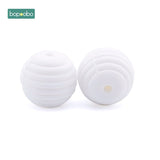 Bopoobo 10pcs Silicone Beads Baby Teething Round Spiral Beads Food Grade Beads 15mm DIY Threaded BPA Free Beads Baby Teethers