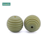 Bopoobo 10pcs Silicone Beads Baby Teething Round Spiral Beads Food Grade Beads 15mm DIY Threaded BPA Free Beads Baby Teethers