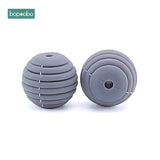 Bopoobo 10pcs Silicone Beads Baby Teething Round Spiral Beads Food Grade Beads 15mm DIY Threaded BPA Free Beads Baby Teethers