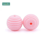 Bopoobo 10pcs Silicone Beads Baby Teething Round Spiral Beads Food Grade Beads 15mm DIY Threaded BPA Free Beads Baby Teethers