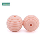 Bopoobo 10pcs Silicone Beads Baby Teething Round Spiral Beads Food Grade Beads 15mm DIY Threaded BPA Free Beads Baby Teethers