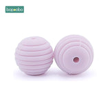 Bopoobo 10pcs Silicone Beads Baby Teething Round Spiral Beads Food Grade Beads 15mm DIY Threaded BPA Free Beads Baby Teethers