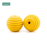 Bopoobo 10pcs Silicone Beads Baby Teething Round Spiral Beads Food Grade Beads 15mm DIY Threaded BPA Free Beads Baby Teethers