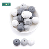 Bopoobo 10pcs Silicone Beads Baby Teething Round Spiral Beads Food Grade Beads 15mm DIY Threaded BPA Free Beads Baby Teethers