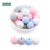 Bopoobo 10pcs Silicone Beads Baby Teething Round Spiral Beads Food Grade Beads 15mm DIY Threaded BPA Free Beads Baby Teethers