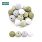 Bopoobo 10pcs Silicone Beads Baby Teething Round Spiral Beads Food Grade Beads 15mm DIY Threaded BPA Free Beads Baby Teethers