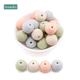 Bopoobo 10pcs Silicone Beads Baby Teething Round Spiral Beads Food Grade Beads 15mm DIY Threaded BPA Free Beads Baby Teethers