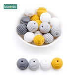 Bopoobo 10pcs Silicone Beads Baby Teething Round Spiral Beads Food Grade Beads 15mm DIY Threaded BPA Free Beads Baby Teethers