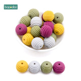 Bopoobo 10pcs Silicone Beads Baby Teething Round Spiral Beads Food Grade Beads 15mm DIY Threaded BPA Free Beads Baby Teethers