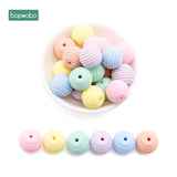 Bopoobo 10pcs Silicone Beads Baby Teething Round Spiral Beads Food Grade Beads 15mm DIY Threaded BPA Free Beads Baby Teethers