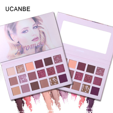 Wholesale 100pcs/lot UCANBE Aromas Nude Eye Shadow Palette 18 Color Eyeshadow Shimmer Matte Glitter Waterproof Makeup Pallete