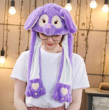 Girls Animals Ear Moving Jumping Hats Children Women Warm Plush Rabbit Winter Caps Kids Cute Bunny Fuzzy Pinch Airbag Funny Hats