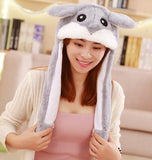 Girls Animals Ear Moving Jumping Hats Children Women Warm Plush Rabbit Winter Caps Kids Cute Bunny Fuzzy Pinch Airbag Funny Hats