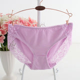 New Women Cotton Panties Solid Color Seamless Briefs Sexy Lace Lingeries Women's Plus Size Underpants