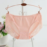 New Women Cotton Panties Solid Color Seamless Briefs Sexy Lace Lingeries Women's Plus Size Underpants