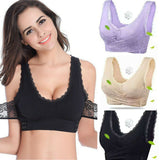 Women Sexy Sport Fitness Vest Lace Seamless Bra Cross Side Buckle Wireless Padded Cross Top Posture Corrector Lift Up Bra M L XL