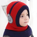 Winter Baby Hat Knit Kids Beanie Hat for Girl Boy Hats Scarf with Cute Headset Pattern Warm Scarf Velvet Lining Caps Baby Cap