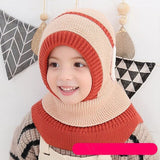 Winter Baby Hat Knit Kids Beanie Hat for Girl Boy Hats Scarf with Cute Headset Pattern Warm Scarf Velvet Lining Caps Baby Cap