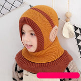 Winter Baby Hat Knit Kids Beanie Hat for Girl Boy Hats Scarf with Cute Headset Pattern Warm Scarf Velvet Lining Caps Baby Cap