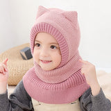 Winter Baby Hat Knit Kids Beanie Hat for Girl Boy Hats Scarf with Cute Headset Pattern Warm Scarf Velvet Lining Caps Baby Cap