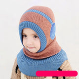 Winter Baby Hat Knit Kids Beanie Hat for Girl Boy Hats Scarf with Cute Headset Pattern Warm Scarf Velvet Lining Caps Baby Cap