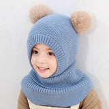 Winter Baby Hat Knit Kids Beanie Hat for Girl Boy Hats Scarf with Cute Headset Pattern Warm Scarf Velvet Lining Caps Baby Cap
