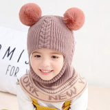 Winter Baby Hat Knit Kids Beanie Hat for Girl Boy Hats Scarf with Cute Headset Pattern Warm Scarf Velvet Lining Caps Baby Cap