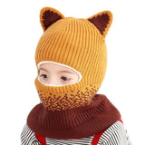 Winter Baby Hat Knit Kids Beanie Hat for Girl Boy Hats Scarf with Cute Headset Pattern Warm Scarf Velvet Lining Caps Baby Cap