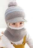 Winter Baby Hat Knit Kids Beanie Hat for Girl Boy Hats Scarf with Cute Headset Pattern Warm Scarf Velvet Lining Caps Baby Cap