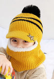 Winter Baby Hat Knit Kids Beanie Hat for Girl Boy Hats Scarf with Cute Headset Pattern Warm Scarf Velvet Lining Caps Baby Cap