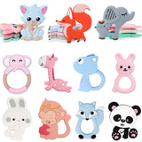 BPA Free Animal Silicone Teethers 1PC Baby Teething Necklace Toy Fox panda elephant Food Grade Silicone Cartoon Nursing Tiny Rod