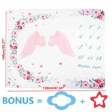 Baby Blanket Soft Flannel Photography Monthly Photo Newborn Children Wings Plant Cartoon Angel Milestone Sleeping Bath Crawling