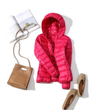 Winter Women 90% Ultra Light Down Jacket White Duck Down Hooded Jacket Long Sleeve Warm Coat Parka Female Solid Portable Outwear