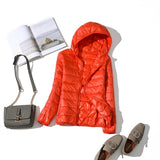 Winter Women 90% Ultra Light Down Jacket White Duck Down Hooded Jacket Long Sleeve Warm Coat Parka Female Solid Portable Outwear