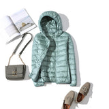 Winter Women 90% Ultra Light Down Jacket White Duck Down Hooded Jacket Long Sleeve Warm Coat Parka Female Solid Portable Outwear