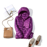 Winter Women 90% Ultra Light Down Jacket White Duck Down Hooded Jacket Long Sleeve Warm Coat Parka Female Solid Portable Outwear