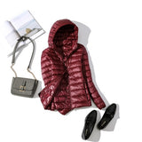 Winter Women 90% Ultra Light Down Jacket White Duck Down Hooded Jacket Long Sleeve Warm Coat Parka Female Solid Portable Outwear