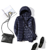 Winter Women 90% Ultra Light Down Jacket White Duck Down Hooded Jacket Long Sleeve Warm Coat Parka Female Solid Portable Outwear