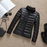 Winter Women 90% Ultra Light Down Jacket White Duck Down Hooded Jacket Long Sleeve Warm Coat Parka Female Solid Portable Outwear