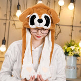 Girls Animals Ear Moving Jumping Hats Children Women Warm Plush Rabbit Winter Caps Kids Cute Bunny Fuzzy Pinch Airbag Funny Hats