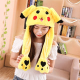 Girls Animals Ear Moving Jumping Hats Children Women Warm Plush Rabbit Winter Caps Kids Cute Bunny Fuzzy Pinch Airbag Funny Hats