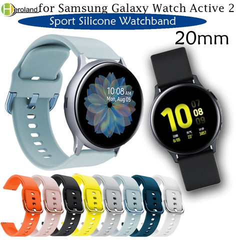 20mm Watch strap for Samsung Galaxy Watch Active 2 40/44mm Sport silicone Smart Wristbands for Samsung Gear S2 Classic 732 strap