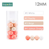 Bopoobo 12mm Silicone Beads 9mm 30pc Beads Food Grade Baby Teething Beads DIY Nursing Bracelet Silicone Tiny Rod Baby Teether