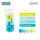 Bopoobo 12mm Silicone Beads 9mm 30pc Beads Food Grade Baby Teething Beads DIY Nursing Bracelet Silicone Tiny Rod Baby Teether