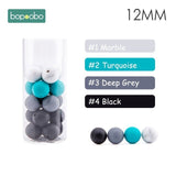 Bopoobo 12mm Silicone Beads 9mm 30pc Beads Food Grade Baby Teething Beads DIY Nursing Bracelet Silicone Tiny Rod Baby Teether