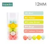 Bopoobo 12mm Silicone Beads 9mm 30pc Beads Food Grade Baby Teething Beads DIY Nursing Bracelet Silicone Tiny Rod Baby Teether