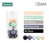 Bopoobo 12mm Silicone Beads 9mm 30pc Beads Food Grade Baby Teething Beads DIY Nursing Bracelet Silicone Tiny Rod Baby Teether